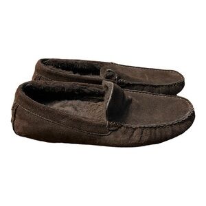 Coach Brown Leather Shearling Moccasin Indoor Outdoor Size 11B